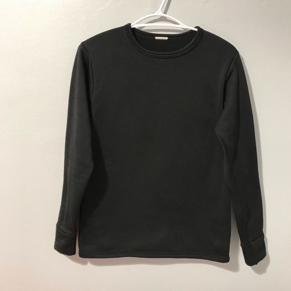 Black Crewneck Long Sleeve Sweatshirt Minimalist - Picture 1 of 2